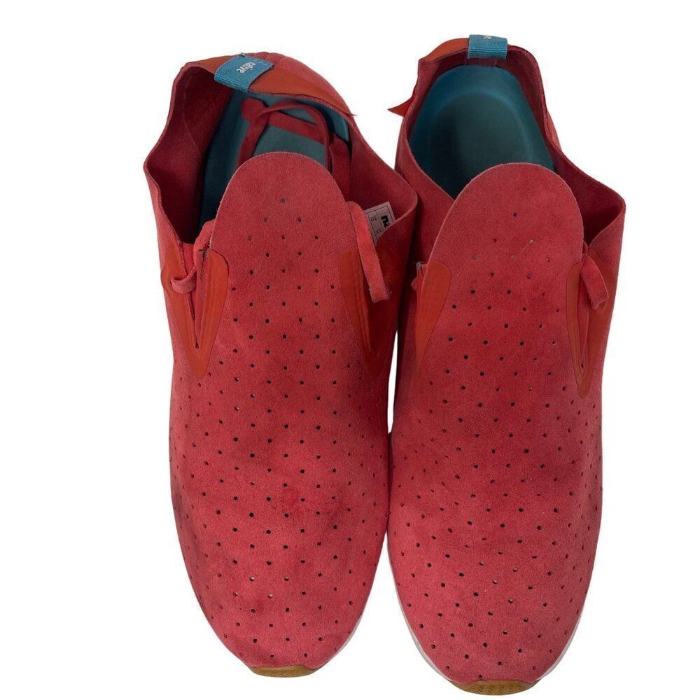 Native Men's Size 12 Red Suede Perforated Slip-On Sneakers